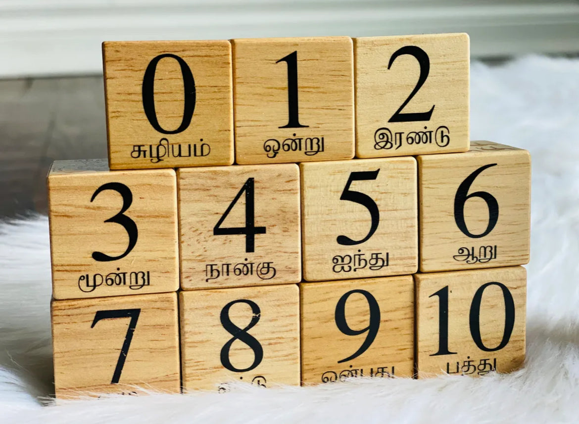 Tamil vowel & numbers blocks